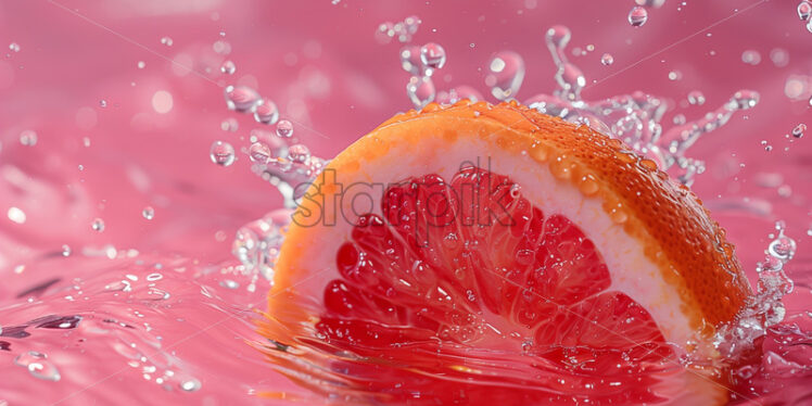 Grapefruit slice in water splash - Starpik