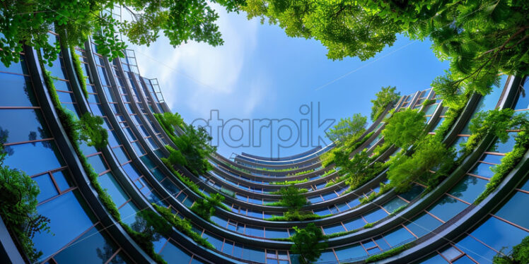 Green eco building in semi circle architecture futuristic - Starpik