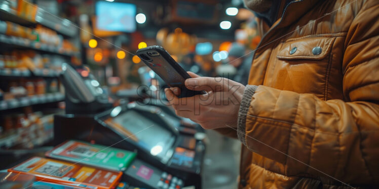 Man checking mobile app for grocery shopping list - Starpik