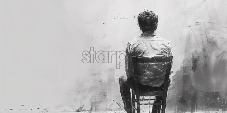 Man on a chair sad depression - Starpik