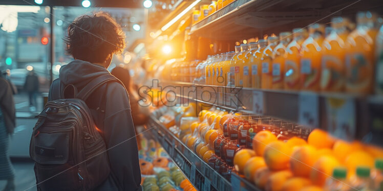 Man shopping for groceries in a supermarket - Starpik