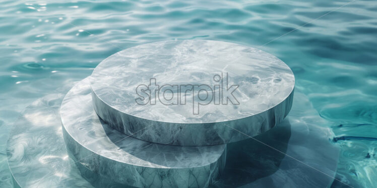 Marble podium in water freshness background - Starpik