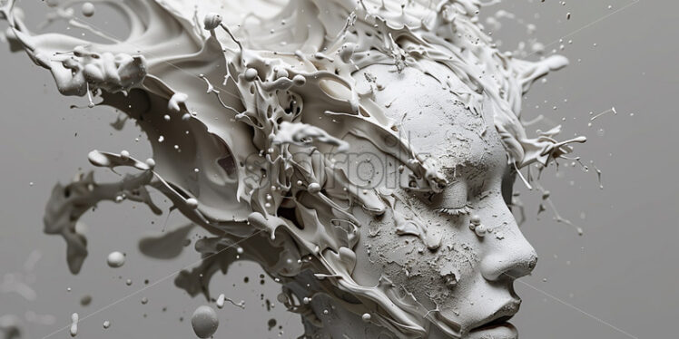 Paint explosion in a woman head profile - Starpik