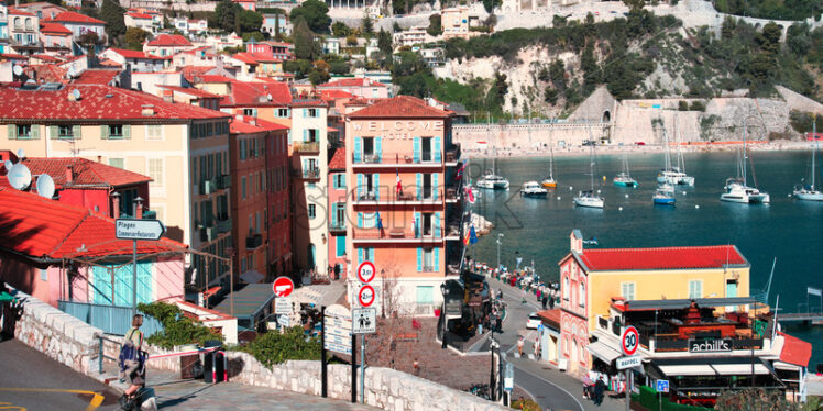 Panorama of town Villefranche-sur-Mer - Starpik Stock