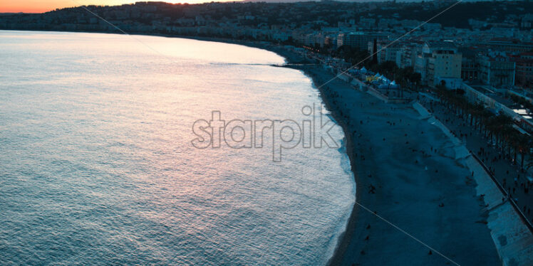 Panoramic view of coastline in city of Nice - Starpik Stock