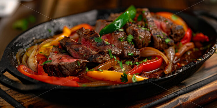 Pepper Steak on Cast Iron Skillet - Starpik Stock