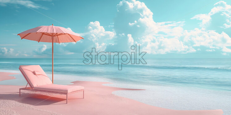 Pink sun beds at a cyan pool summer exotic banner - Starpik