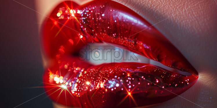 Red lips shiny glossy  - Starpik