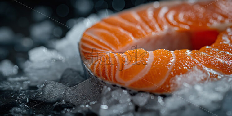 Salmon raw steak on ice - Starpik