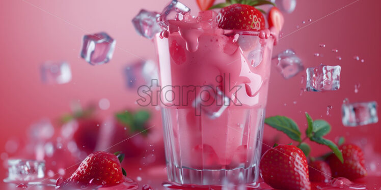 Strawberry milk shake cocktail summer drink - Starpik