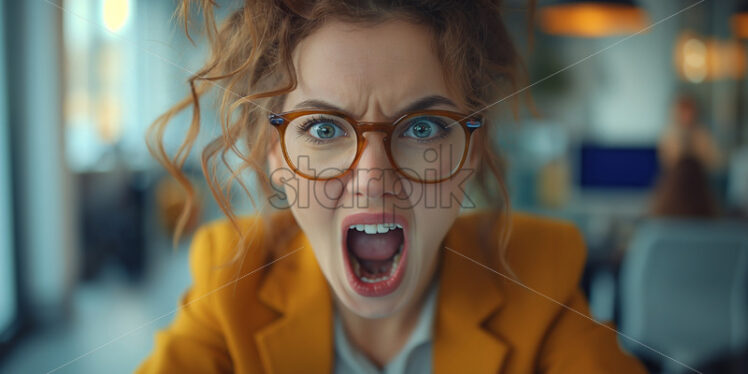 Stressed and angry woman in the office - Starpik