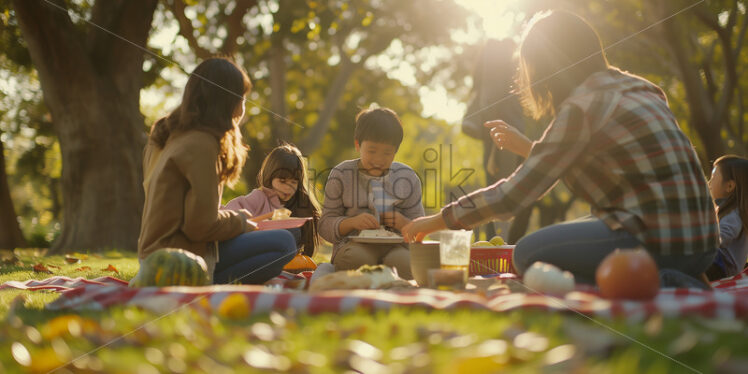 Sunlit Family Picnic - Starpik Stock