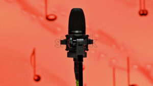 VIDEO Close-up of microphone on a red background on the backstage of a TV set - Starpik