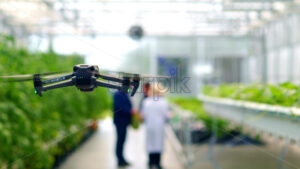 VIDEO Drone filming through a greenhouse while people are working - Starpik