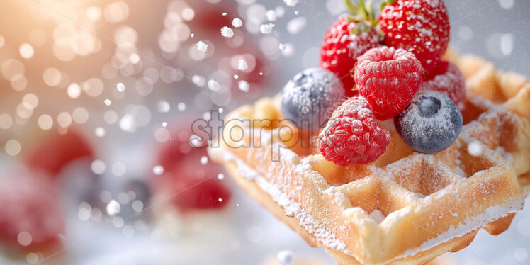 Waffles delicious with fruits floating breakfast - Starpik