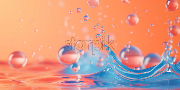 Water neon splash colourful peach and blue - Starpik