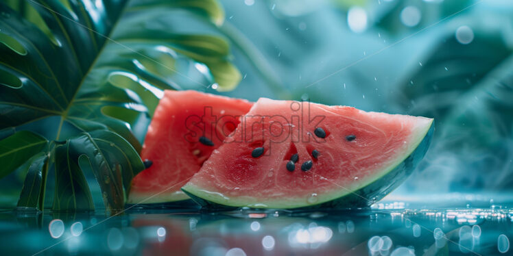 Watermelon juicy summer tropic background - Starpik