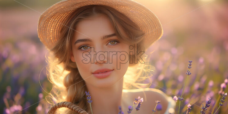 Woman in a field of lavender - Starpik