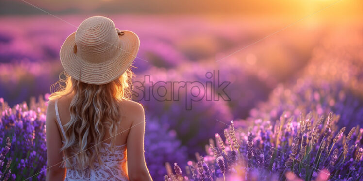 Woman in a field of lavender - Starpik