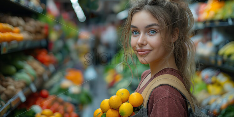 Woman in a grocery store shopping - Starpik