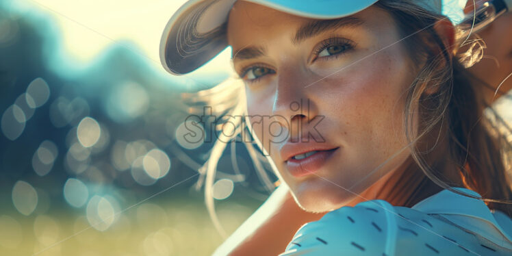 Woman playing golf equipment professional   - Starpik
