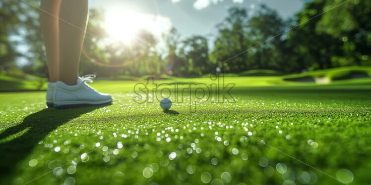 Woman playing golf equipment professional   - Starpik