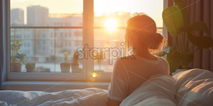 Woman waking up in the morning - Starpik