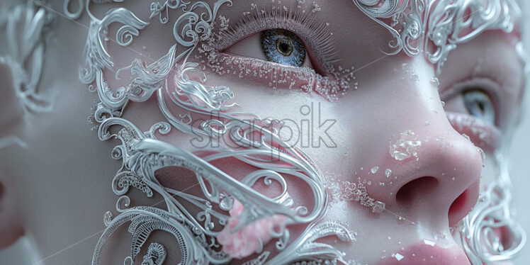 Woman with decor on face, creative looking portrait - Starpik