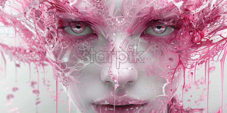 Woman with decor on face, creative looking portrait - Starpik