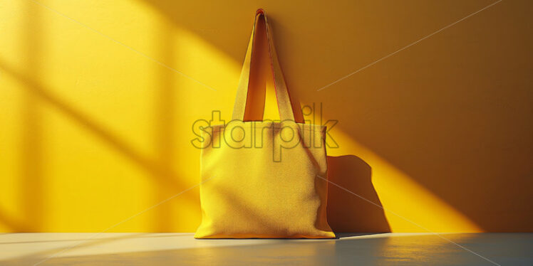 Yellow tote bag on yellow background - Starpik