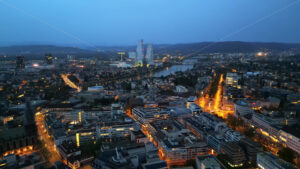 VIDEO Aerial, drone view of Basel, Switzerland in the evening - Starpik