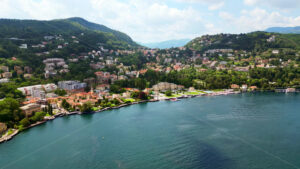 VIDEO Aerial, drone view of Como, Italy on the shore of Lake Como - Starpik