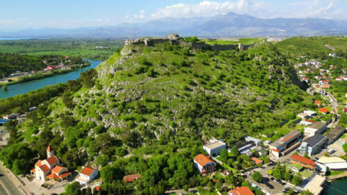 VIDEO Aerial, drone view of the Lezhe Castle in Lezhe, Albania - Starpik