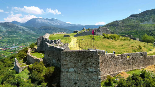 VIDEO Aerial, drone view of the Lezhe Castle in Lezhe, Albania - Starpik