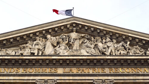 VIDEO Front view of the Pantheon in the Latin Quarter with the blue sky on the background, Paris, France - Starpik