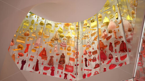 VIDEO Paris, France – June 18, 2024: Pink decorations on the inside walls of the La Galerie Dior - Starpik