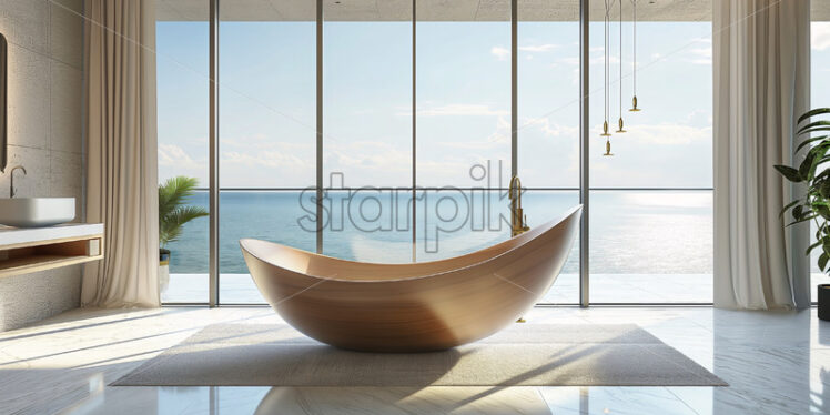 A bath tube sunset sea view - Starpik