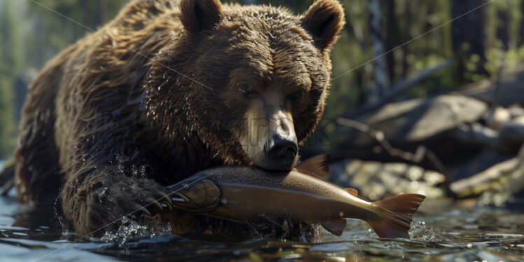 A bear fishing in the river - Starpik