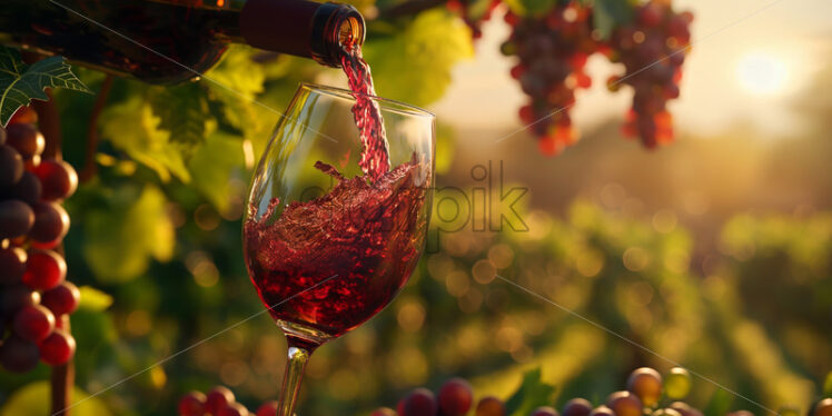 A glass of red wine in vineyard - Starpik