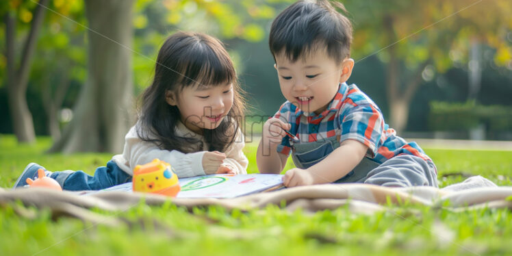 Asian kids playing in the park - Starpik