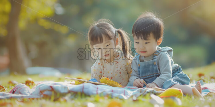 Asian kids playing in the park - Starpik