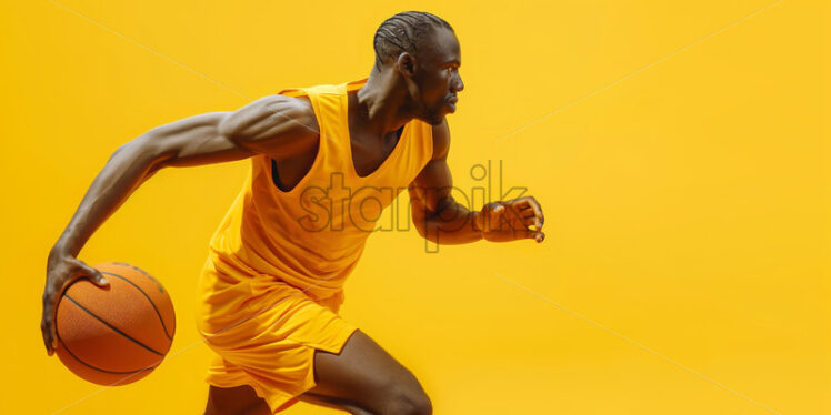 Basketball player yellow colours dynamic motion  - Starpik