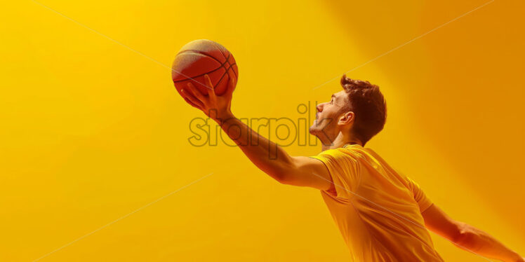 Basketball player yellow colours dynamic motion  - Starpik