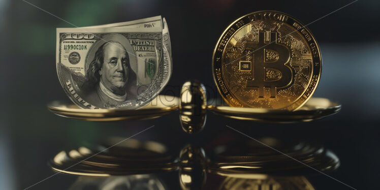 Bitcoins and dollars, crypto currencies and cash money - Starpik