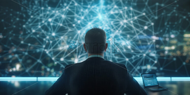 Businessman looking at a screen futuristic - Starpik