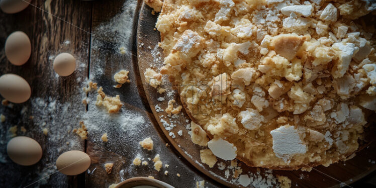 Cake crumbles on the table top view - Starpik