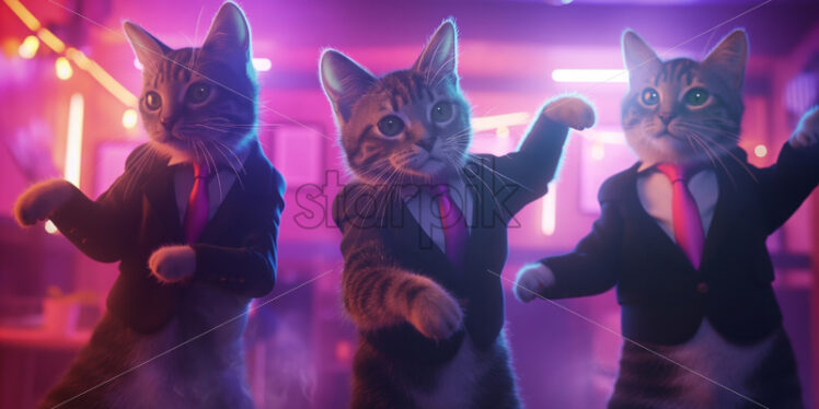 Cat in a suite dancing in the disco neon lights fun - Starpik