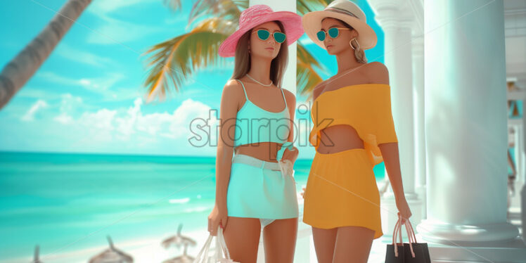 Friends shopping in a luxury resort - Starpik