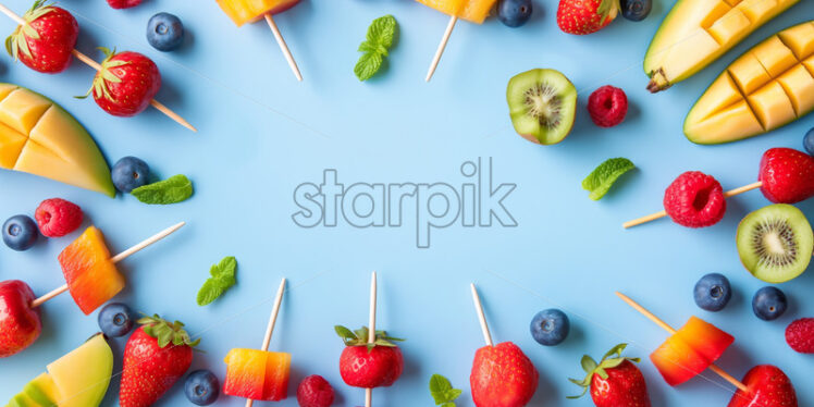 Fruits skewers summer poster  - Starpik