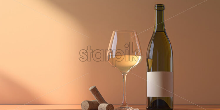 Glass of white wine and bottle - Starpik